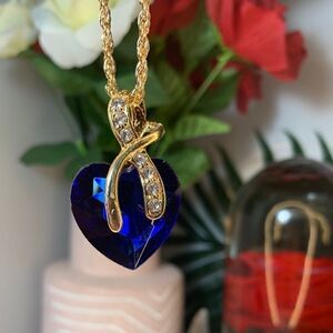 3For$15 Titanic Deep Blue Under the Ocean Heart Necklace